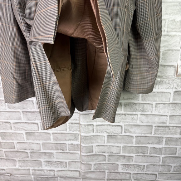 Brooks Brothers 346 Wool Black & Tan Houndstooth Blazer Suit Jacket Mens 44R - Picture 5 of 12